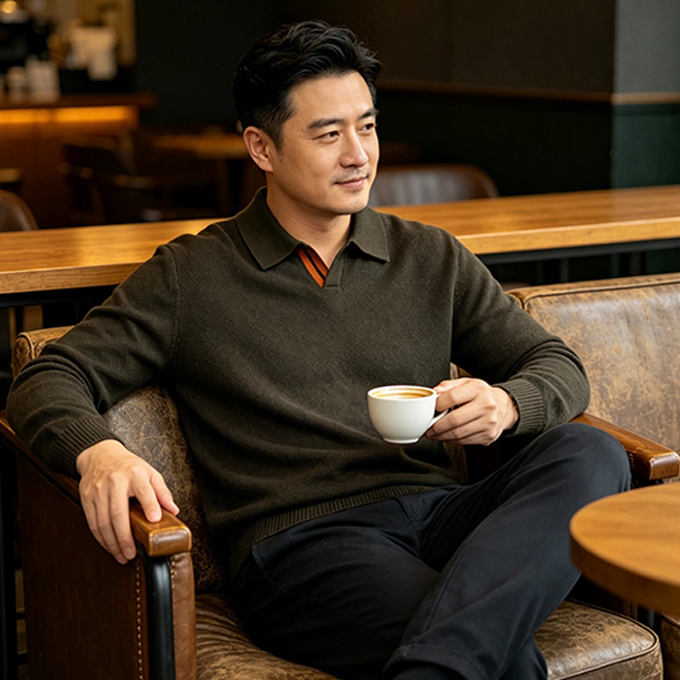 zegna polo collar knit sweater